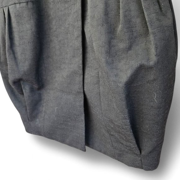 Tcec Womens Small Cloud Sleeve Linen Look Black Dress Bubble Skirt Snap Front - Picture 7 of 9